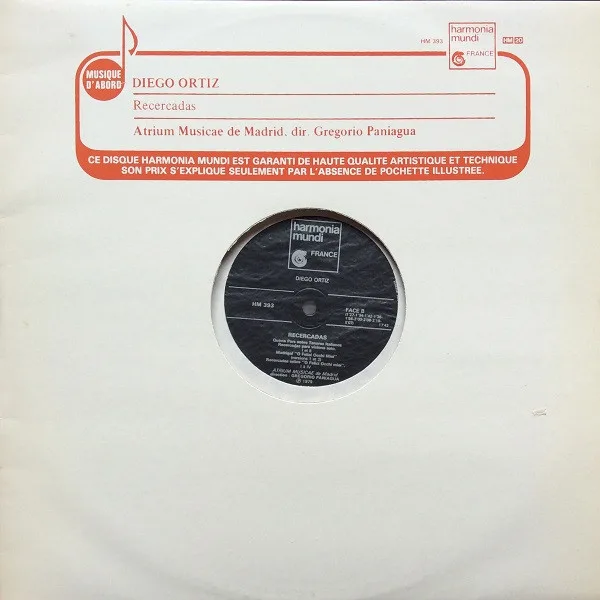 Capa de Diego Ortiz, Atrium Musicae De Madrid , Dir. Gregorio Paniagua — Recercadas