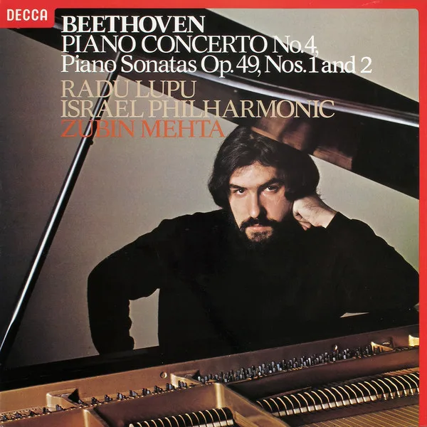 Capa de Beethoven*, Radu Lupu, Israel Philharmonic*, Zubin Mehta — Piano Concerto No. 4, Piano Sonatas Op. 49, Nos. 1 And 2