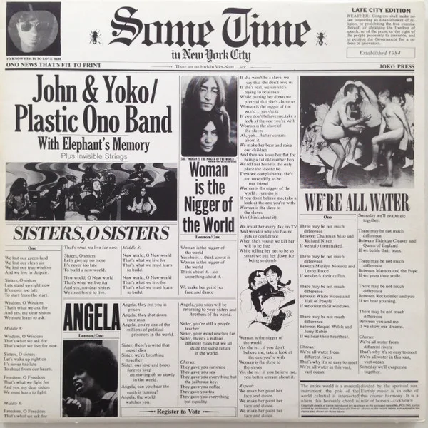 Capa de John & Yoko* / Plastic Ono Band* With Elephant's Memory* And Invisible Strings — Some Time In New York City