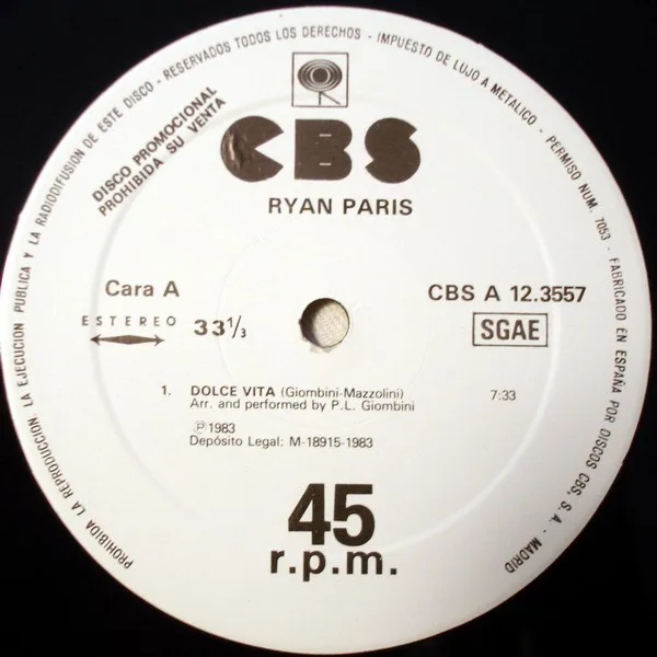 Capa de Ryan Paris — Dolce Vita