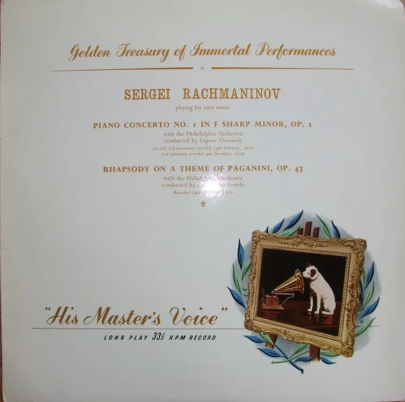 Capa de Sergei Vasilyevich Rachmaninoff — Golden Treasury Of Immortal Performances: Sergei Rachmaninov Playing His Own Music Piano Concerto No. 1