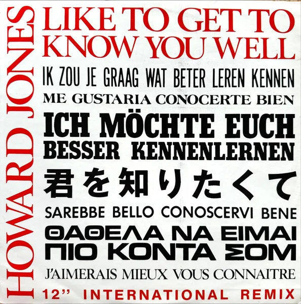 Capa de Howard Jones — Like To Get To Know You Well