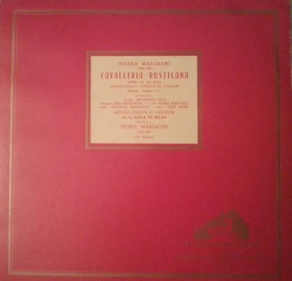 Capa de Pietro Mascagni, Beniamino Gigli — Lina  Bruna-Rasa* 