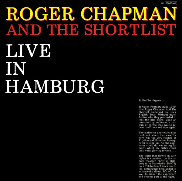 Capa de Roger Chapman And The Shortlist — Live In Hamburg